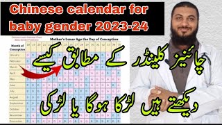 Chinese calendar baby Gender 2023  2024 calendar [upl. by Airekal]