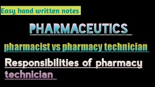 Pharmacist vs pharmacy technician  Role of pharmacy technician  Learn with Aroosa waheed [upl. by Notnef]