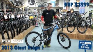 2013 Giant Reign 1 Mountain Bike Review [upl. by Nnylkcaj]