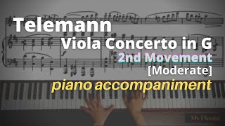 Telemann  Viola Concerto in G 2nd Mov Piano Accompaniment Moderate [upl. by Londoner]