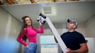 Installing Shiplap Ceiling  Building Our Own Home Ep120 [upl. by Laure]