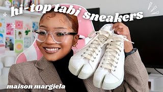 ☆ maison margiela hitop tabi sneakers from farfetch  unboxing review sizing is it worth it [upl. by Anahsor]