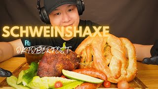 quotMukbang ASMRquot Trying German dish SCHWEINSHAXE ft Oktoberfest and It was AMAZING😋😋 [upl. by Fabrianna870]