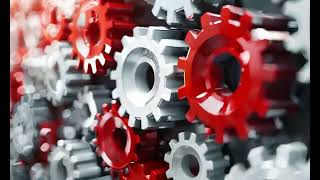 Interlocking red and white gears rotating video animation ai generated [upl. by Herculie735]