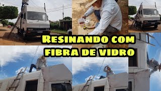 Emendando a vetroresina do motorhome com fibra de vidro [upl. by Hinman]