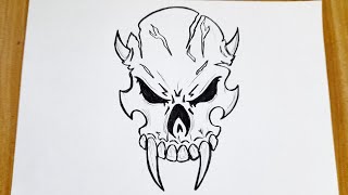 How To Draw Skull Tribal Tattoo [upl. by Lytton]