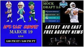 AFC East Free Agency Wave 1 Recap  Mock Draft 30 [upl. by Eikcir]