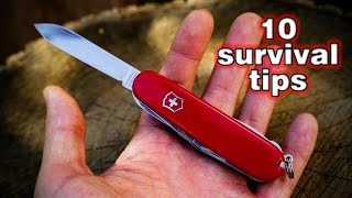 10 Wilderness Survival Tips with Swiss Army Knife  Bushcraft Skills [upl. by Ahsaeyt276]