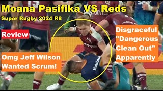 Review Moana Pasifika Vs Disgraceful Reds Super Rugby 2024 Reaction Analysis Recap Red Cards [upl. by Anaihr]