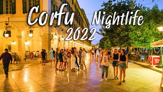 Corfu Greece nightlife of Corfu Kerkyra Its vibrant romantic and busy walking tour 4k [upl. by Dedie]