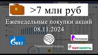 69 Еженедельные покупки акций Татнефть Ростелеком ОГК2 ОФЗ 08112024 [upl. by Mattheus]