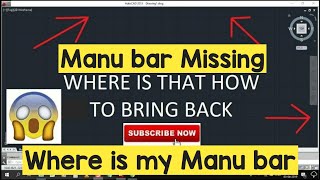 How to bring back missing tool bar amp manu bar in AutoCad 2019 2018 2017 and other versions [upl. by Enerol168]