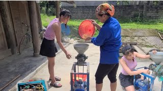 girl repairs electric motor 750W neighbors corn grinder [upl. by Scott]