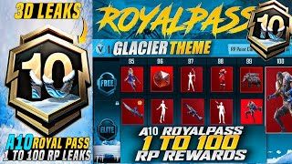 😱 A10 Royal Pass 1 To 100 RP 3D Leaks  Best AKM Skin  Upgraded Dagger  Old Glacier Skins PUBGM [upl. by Rebba]