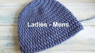 crochet How To  Crochet a Simple Beanie for Ladies  Mens Size 22quot24quot [upl. by Irahc]