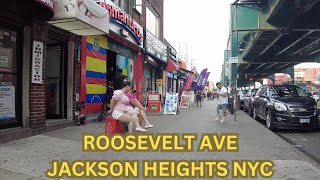 Life in Roosevelt Ave Jackson Heights Queens Summer 2024 New York City Walking Tour 4K [upl. by Brodench]