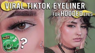 how to do eyeliner tape hack for hooded eyes brynne marie signature  in depth makeup tutorial [upl. by Hans]