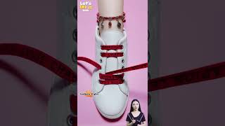 How to tie shoe laces fancy Shoelacing style for girls shorts shoeslacestyles [upl. by Lefty]