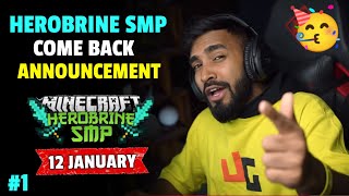 HEROBRINE SMP COME BACK ANNOUNCEMENT 12 JANUARY  TECHNO GAMERZ HEROBRINE SMP COME BACK  SMP DAY 1 [upl. by Frost]