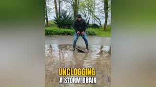 0372 Unclogging a storm drain after rain in Germany [upl. by Charmine]