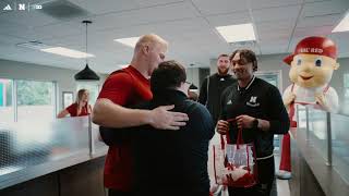 Nebraska Football Players Surprise Runza Employee celebrating his Four Year Work Anniversary 🫶 [upl. by Willin]