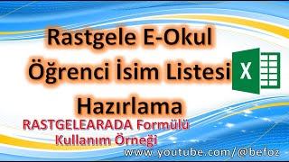 Excel Dersleri  045 Rastgele İsim Listesi Hazırlama [upl. by Elah]