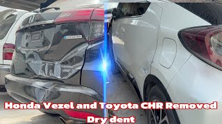 We removed 2 different car pdr paint less dent remove [upl. by Puiia]