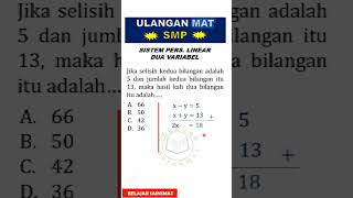 Pembahasan Ulangan Matematika Kelas 9 PERSAMAAN LINEAR 2 VARIABEL Shorts [upl. by Anaitsirc]