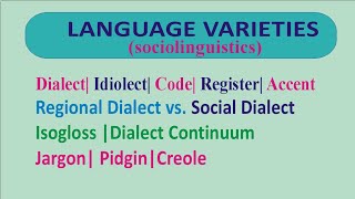 Language varieties Language Variations in Sociolinguistics Dialect Accent Idiolect Regional Dia [upl. by Achilles]