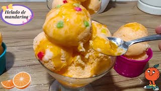 Helado casero y cremoso de mandarina 🍊 Postre fácil parati video viralvideo [upl. by Nylkoorb]