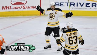 Patrice Bergeron nets hat trick to help beat Flyers [upl. by Bruner]