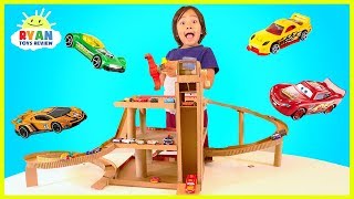 How to Make Cardboard Toy Car Garage Playset with lift for Hot Wheels and Disney Cars [upl. by Dimphia836]