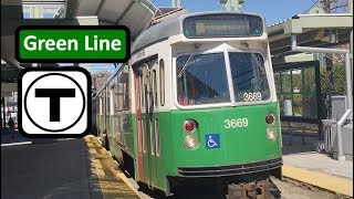 【MBTA】Green Line quotDquot Front View  Time Lapsed POV from Riverside to Government Center [upl. by Elisabet176]