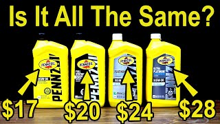 Are They All The Same Motor Oil Lets Settle This Four Levels of Pennzoil Motor Oil Compared [upl. by Gelasius909]