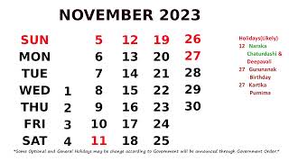 November Calendar 2023 [upl. by Krista]