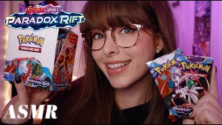 ASMR 🌌 Paradox Rift Pokemon TCG Booster Box Break Whispers Card Tapping amp Pack Crinkles [upl. by Acsisnarf]