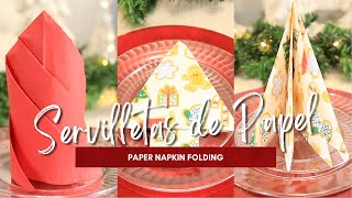 SERVILLETAS DE PAPEL DECORATIVAS  PAPER NAPKIN FOLDING [upl. by Lecirg]