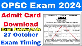 How To Download OCS2023 ADMIT Card OnlineTime Table For Odisha Civil Services Examination 27 Oct✅ [upl. by Peisch]