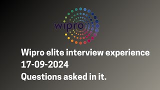 Wipro technical interview experience  2024  Questions asked in it [upl. by Bink908]