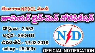 TSNPDCL JLM NOTIFICATION 2018  2553 POSTS  FULL DETAILS  IN TELUGU [upl. by Chui523]