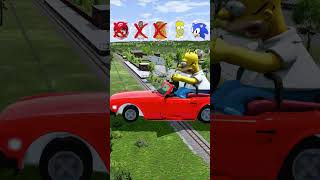 Big and Small Strange Cars VS Train Sonic amp Mario  BeamNGdrive [upl. by Aemat]