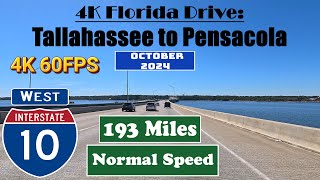 4K Florida Drive Tallahassee to Pensacola I 10 West Interstate10 West [upl. by Atirehs]