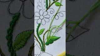 Easy Hand embroidery leaf stitch  Leaf embroidery designs for beginners  basic stitch shorts [upl. by Anayit]