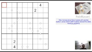 Eng Consecutive Pairs Sudoku by Jonas Gleim WPF Sudoku Grand Prix 2024 round 8 puzzle 8 [upl. by Nalid]