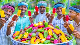 KUCHI ICE  FRUIT POPSICLES  Healthy Homemade Colorful Popsicle Making in Village  Stick Ice Cream [upl. by Atinaj]