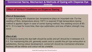 Textile Wet Processing2L22 Mechanism of Dyeing with Disperse Dye [upl. by Heidt]