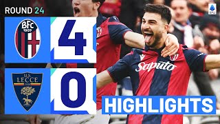 BOLOGNALECCE 40  HIGHLIGHTS  Bologna run riot at the Dall’Ara  Serie A 202324 [upl. by Manuel]