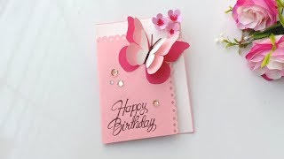 Butterfly Pop Up Birthday Card  Handmade easy card Tutorial [upl. by Ahsenyl390]