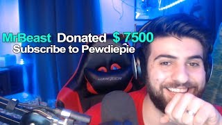 Mr Beast Donated 7500 And Told Me To Subscribe To Pewdiepie [upl. by Lynnea]