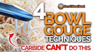 4 Bowl Gouge Techniques — Push Pull Scrape Shear Cuts Video [upl. by Defant]